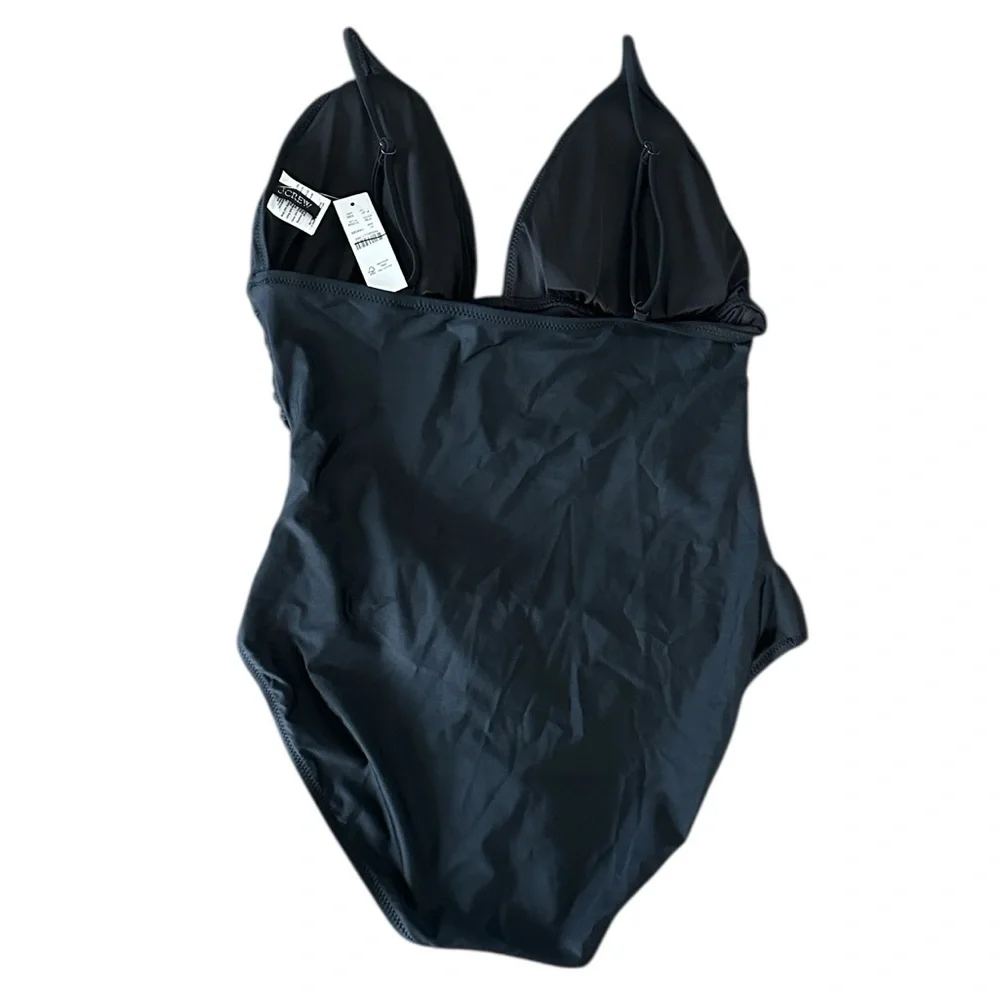 NEW J. CREW Long-torso ruched plunge one-piece swimsuit in Black Size‎ 14 - Picture 5 of 7